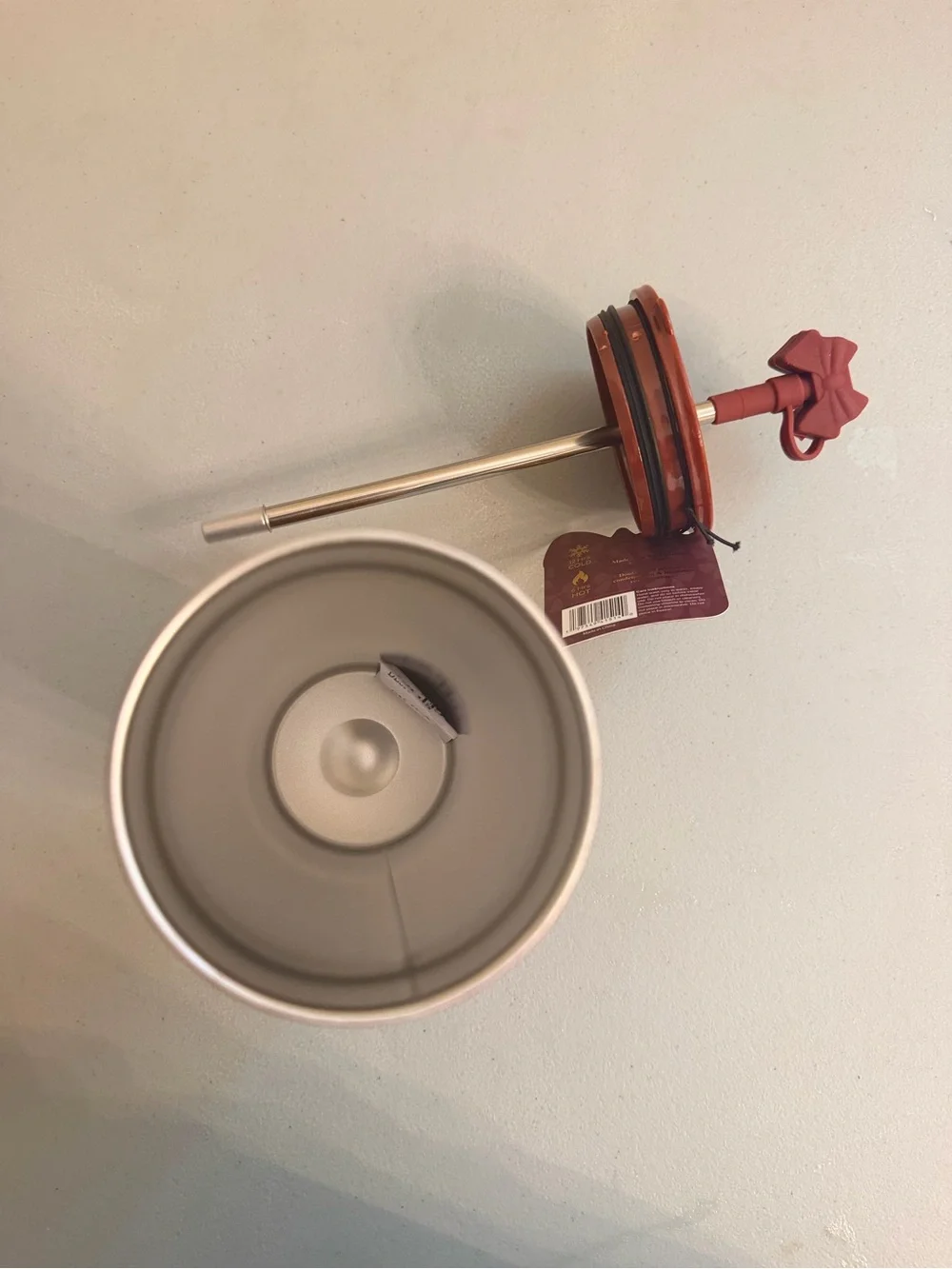 Red Bow-Print Travel Tumbler with Bow-Top Straw